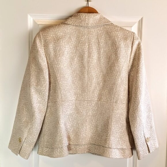 Classiques Entier Cream Shawl Collar Cotton Brocade Blazer - Picture 2 of 6